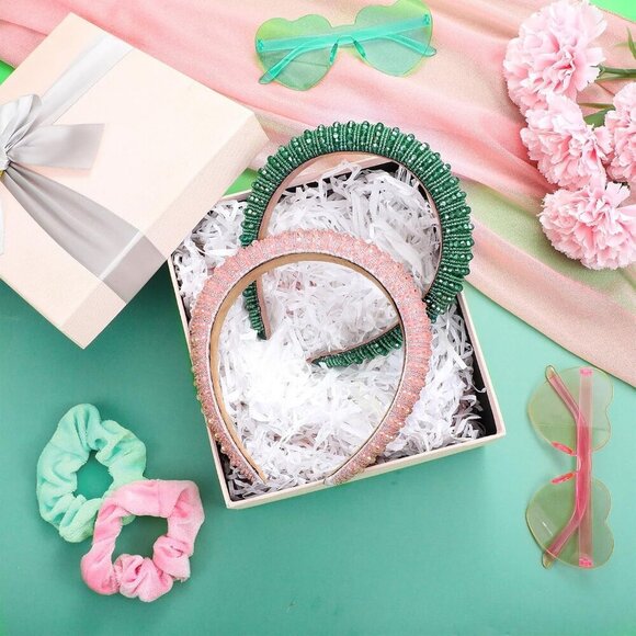 Rhinestone Headbands Set Pink Green Bling Jewelry Accessories for Women Girls